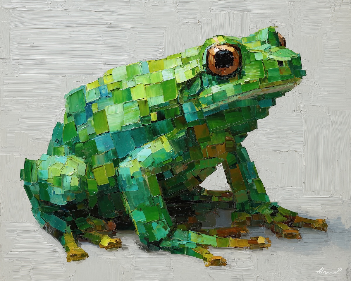 Minimal Pixel Frog | Bright Green Pixel Character