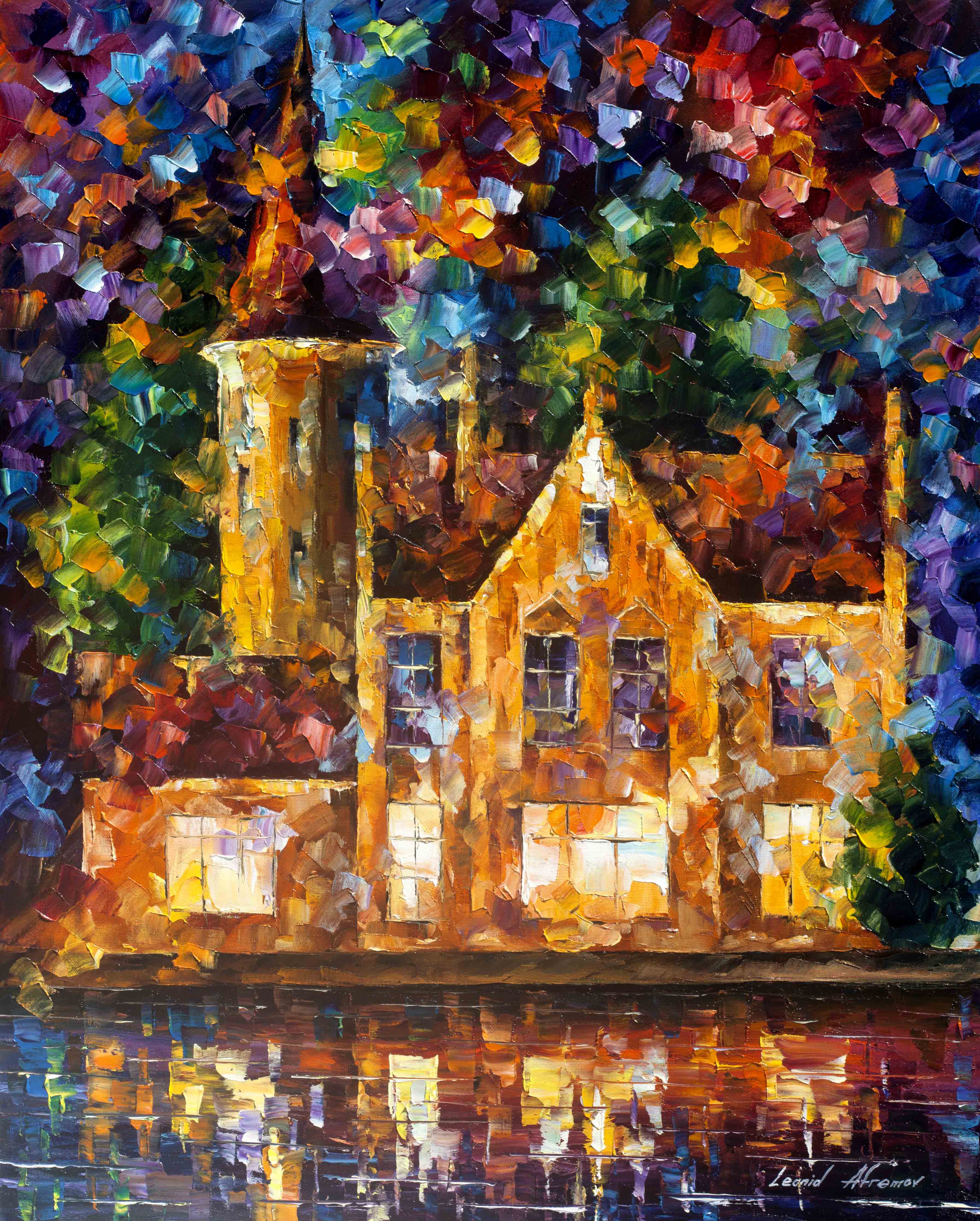 Neuschwanstein - Magical Castle - oil painting on canvas by Leonid Afremov