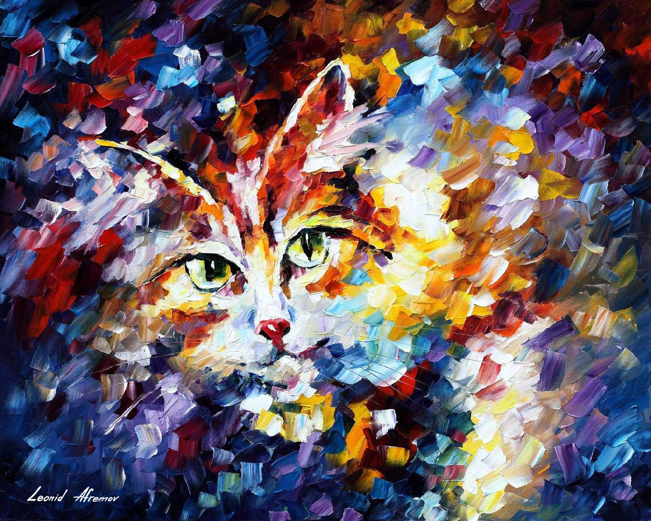 NIGHT OF INSPIRATION - Palette Knife Oil Painting On Canvas By Leonid  Afremov - 30X24 (75cm x 60cm)