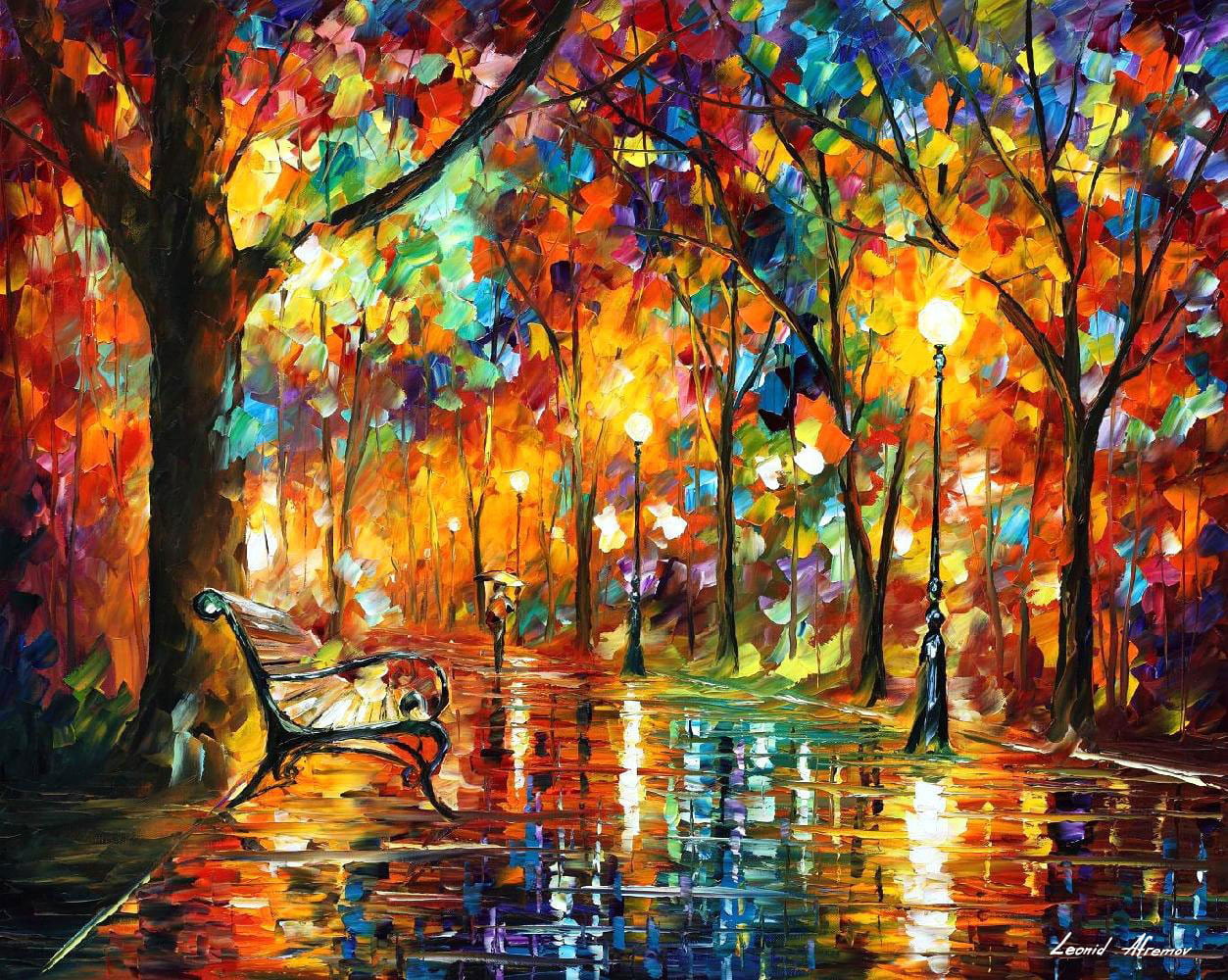 BURST OF COLORS — PALETTE KNIFE Oil Painting On Canvas By Leonid