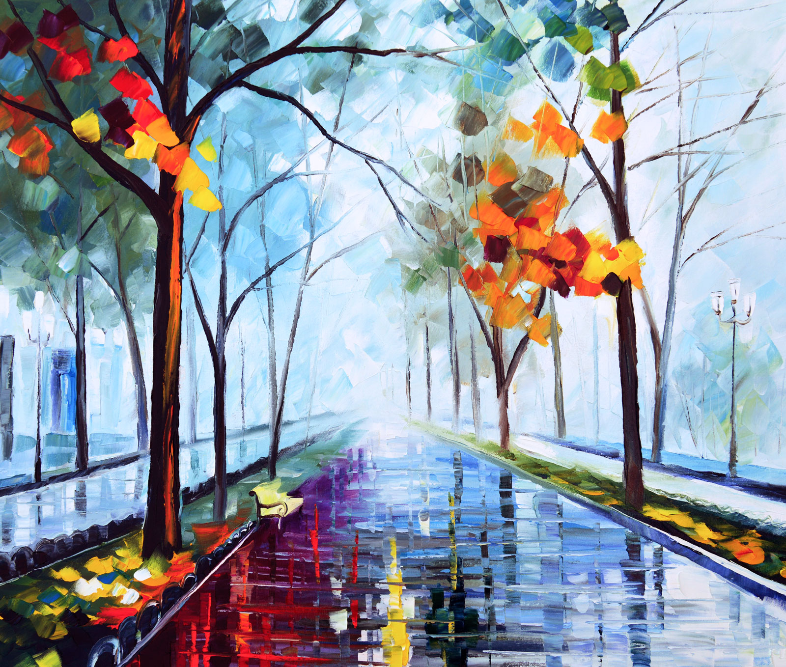 THE RAIN OF CHILDHOOD - Palette Knife Oil Painting On Canvas By Leonid  Afremov - 30X24 (75cm x 60cm)