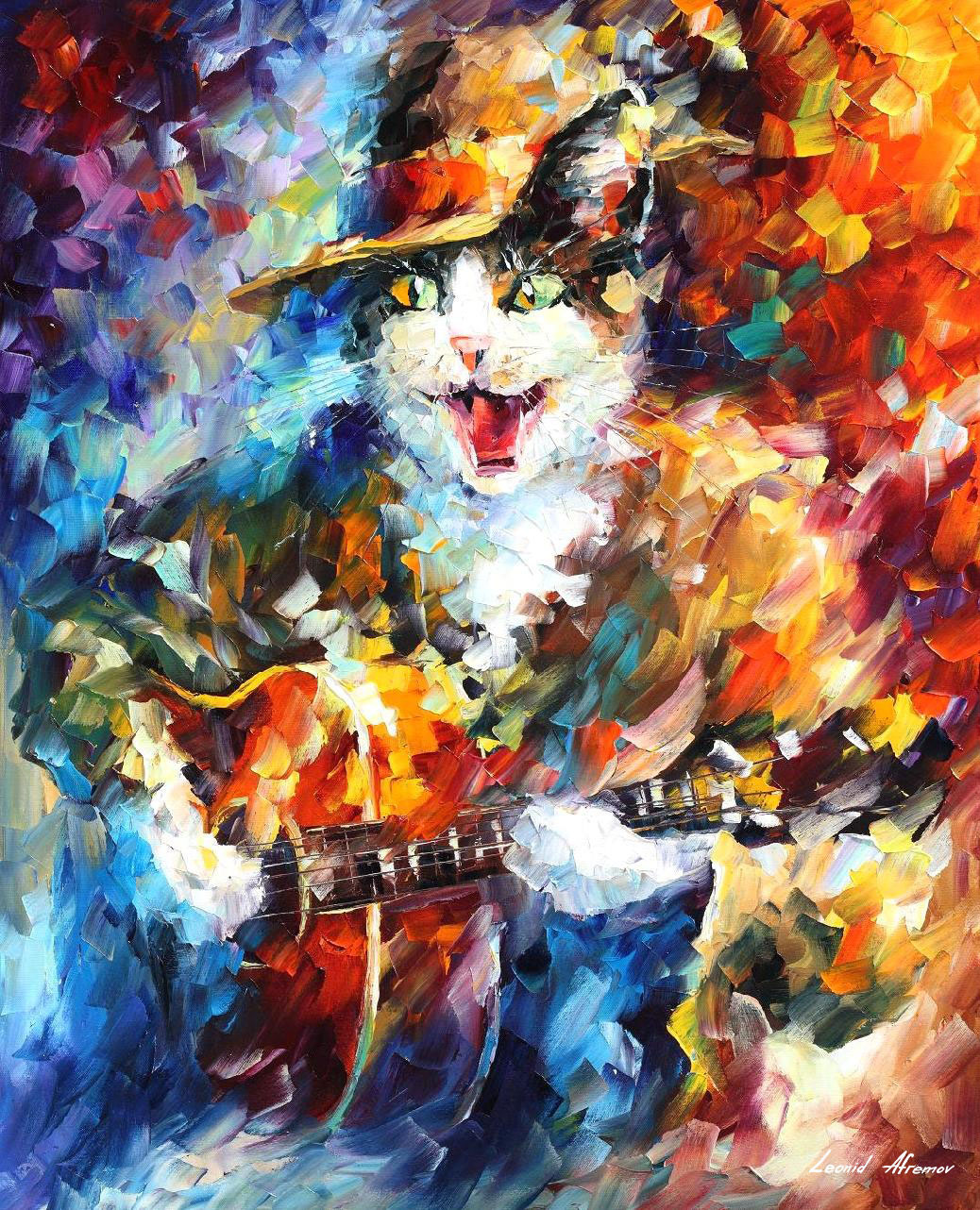 cat impressionist painting