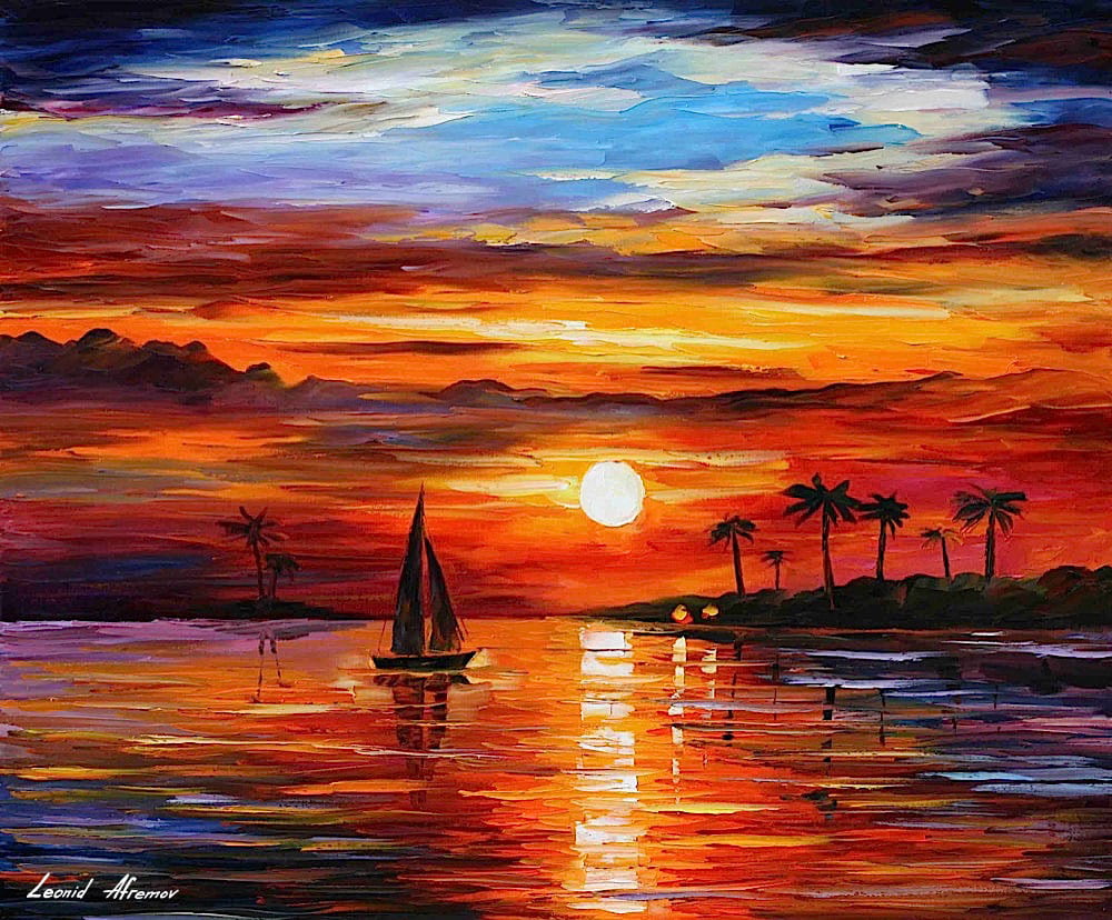 oil paintings of sunset