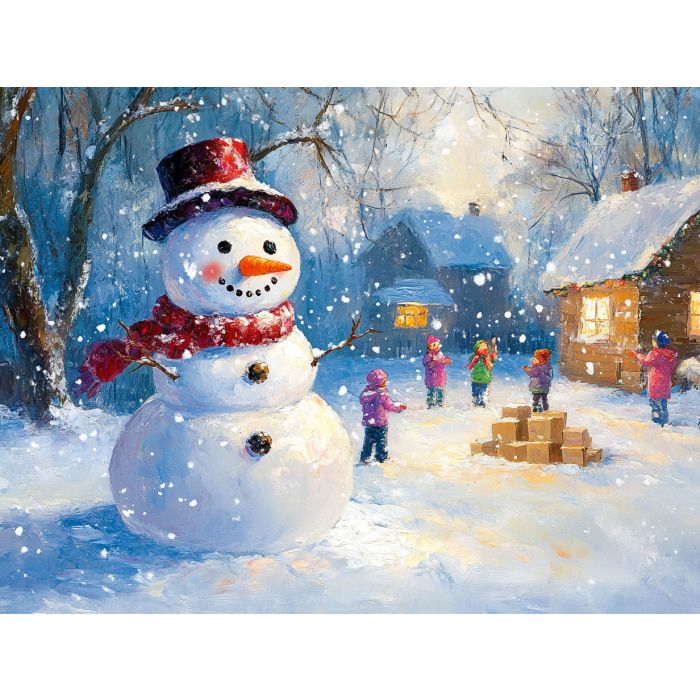 SNOWMAN'S CHEERFUL SMILE