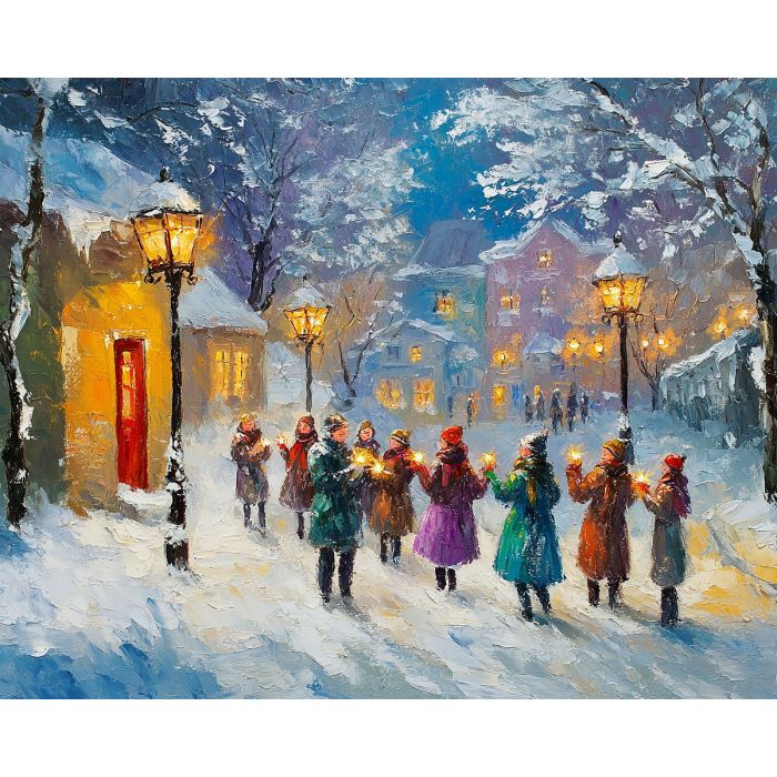 CAROLERS UNDER LANTERNS