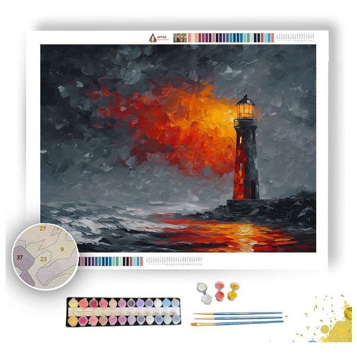 FLAME IN FOG BW - Paint by Numbers Full Kit