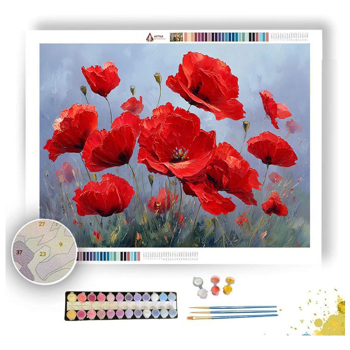 BLOOMING POPPIES - Paint by Numbers Full Kit