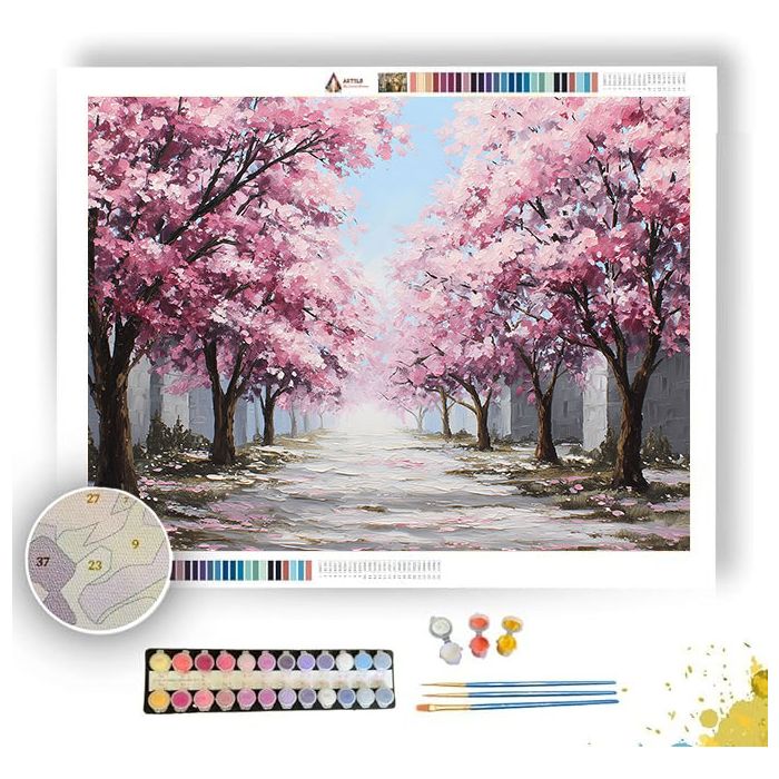 CHERRY BLOSSOM LANE - Paint by Numbers Full Kit