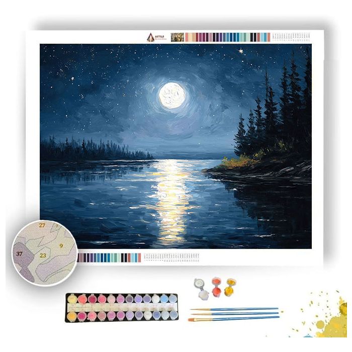 MOONLIT LAKESIDE - Paint by Numbers Full Kit