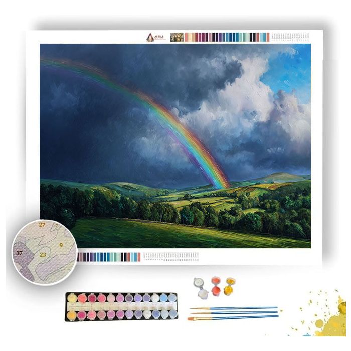RAINBOW OVER THE COUNTRYSIDE - Paint by Numbers Full Kit