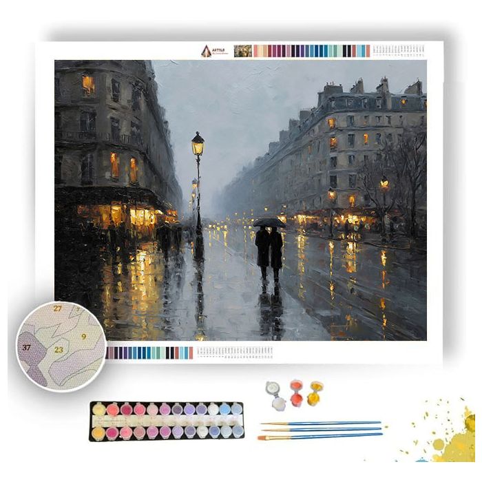 RAINY PARISIAN STREET - Paint by Numbers Full Kit
