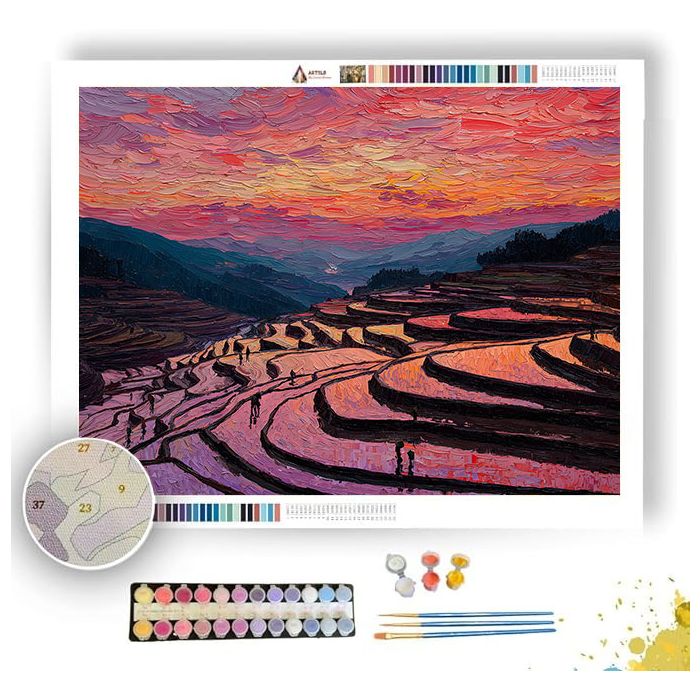 RICE FIELDS AT DUSK - Paint by Numbers Full Kit