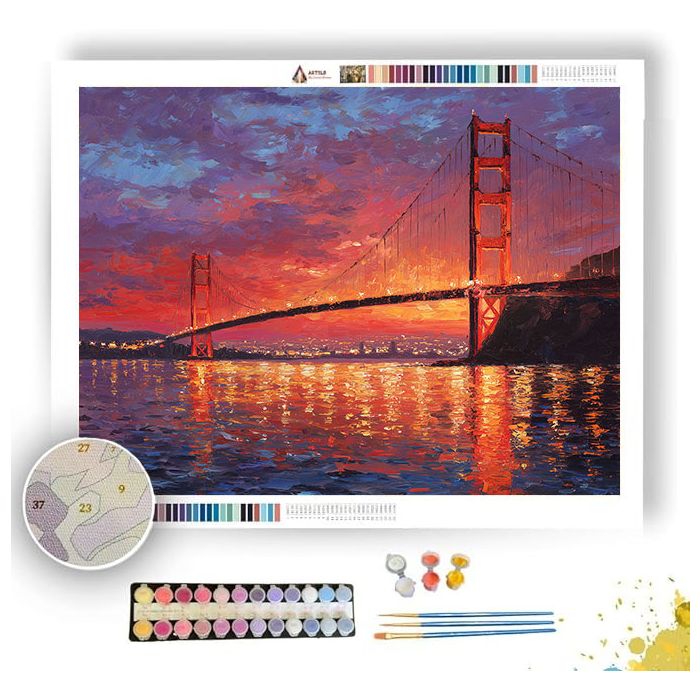 SUNSET OVER THE GOLDEN GATE - Paint by Numbers Full Kit
