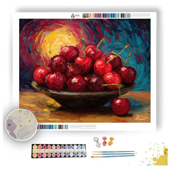 A BOWL OF CHERRIES - Paint by Numbers Full Kit
