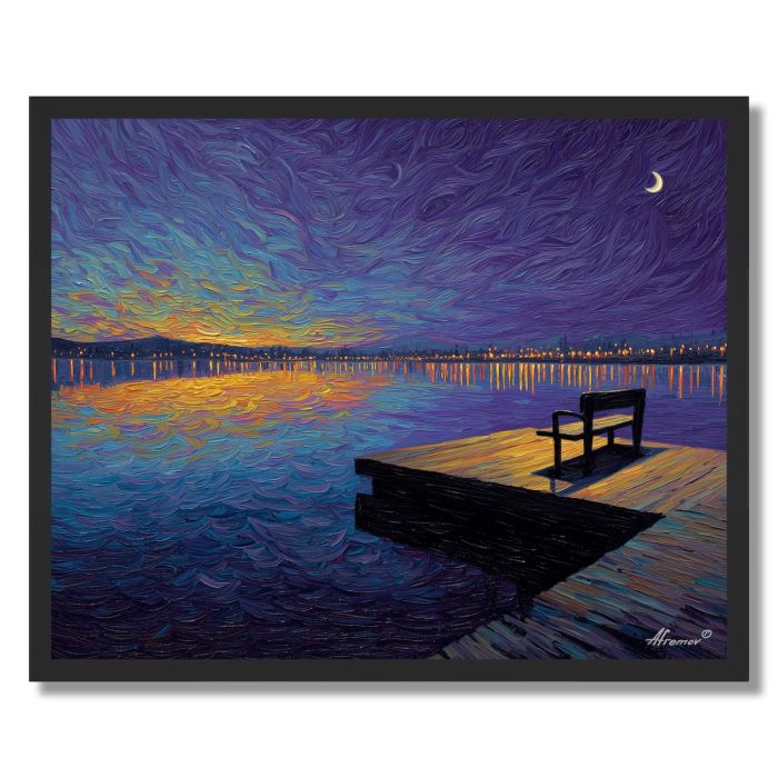 NIGHTFALL AT THE PIER - FRAMED