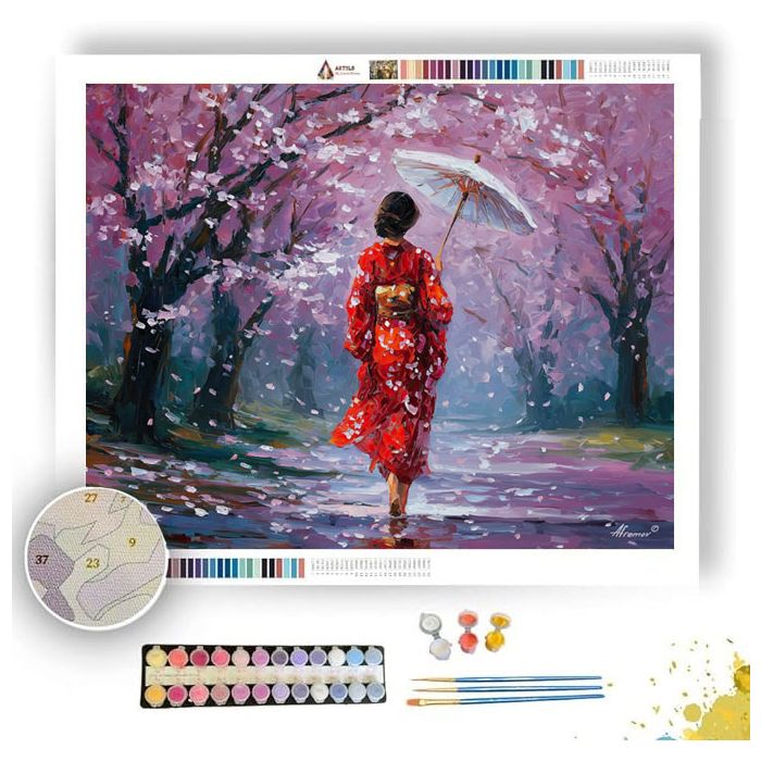 CHERRY BLOSSOM RAIN - Paint by Numbers Full Kit