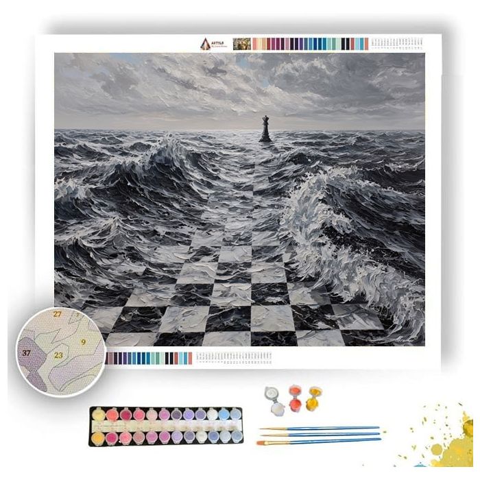 CHESSBOARD OCEAN B&W - Paint by Numbers Full Kit