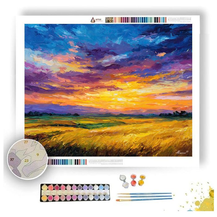 SUNSET FIELDS OF JOY - Paint by Numbers Full Kit