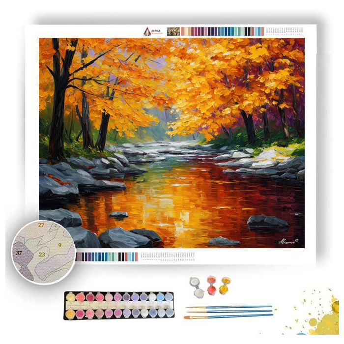 RADIANT AUTUMN RIVER - Paint by Numbers Full Kit