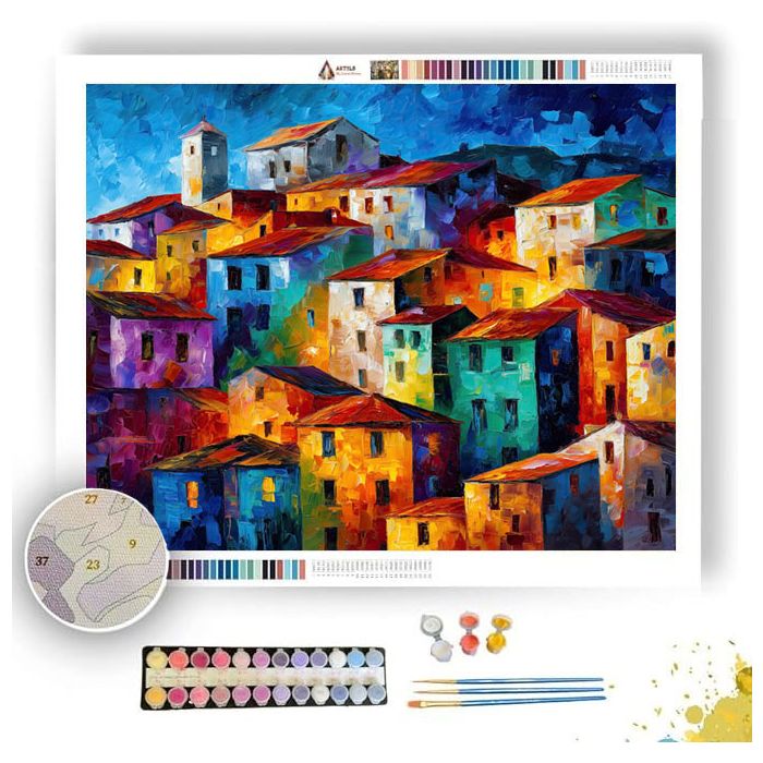 THE COLORFUL VILLAGE - Paint by Numbers Full Kit