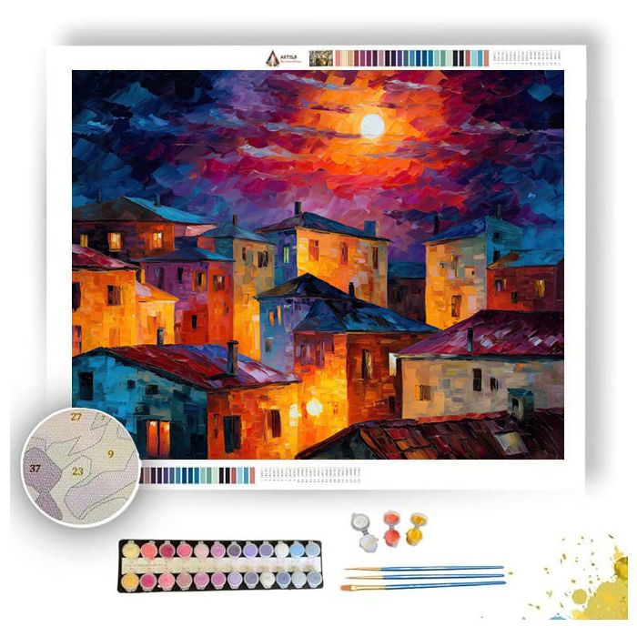 BRIGHT VILLAGE MOON - Paint by Numbers Full Kit