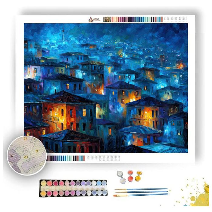 THE BLUE VILLAGE SKY - Paint by Numbers Full Kit