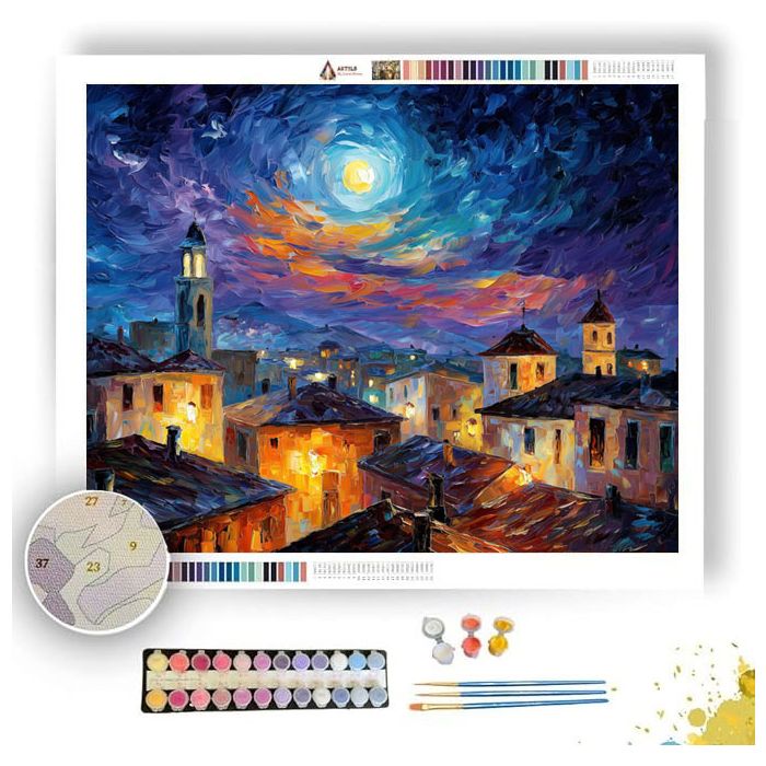 MOON OVER THE VILLAGE - Paint by Numbers Full Kit