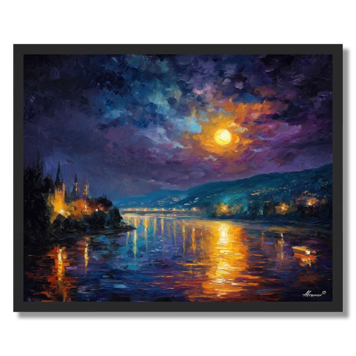 MOON ABOVE THE RIVER - FRAMED