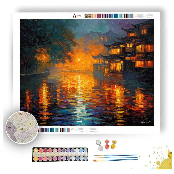 RIVER OF SILK AND FIRE - Paint by Numbers Full Kit