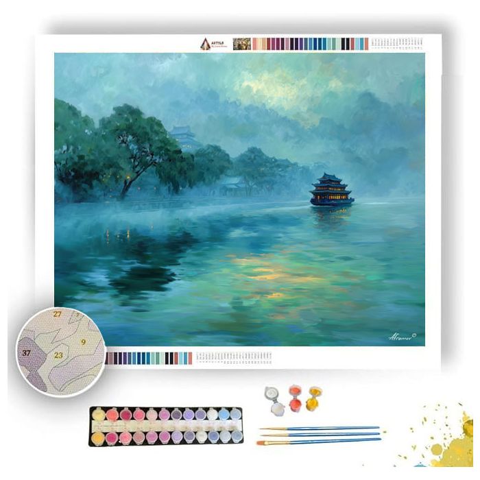 MIST OVER THE JADE LAKE - Paint by Numbers Full Kit