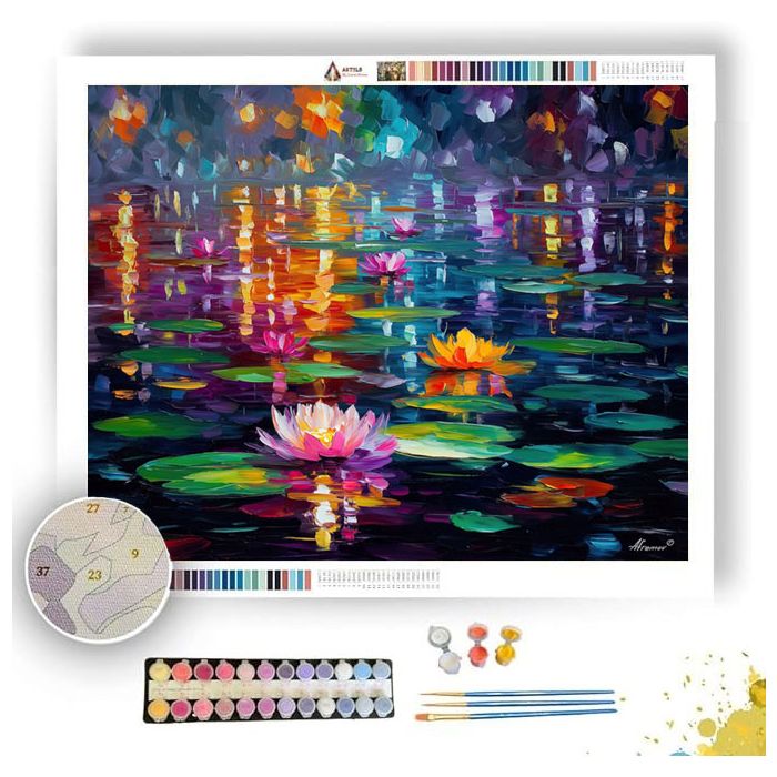 LOTUS UNDER RAINBOW LIGHT - Paint by Numbers Full Kit