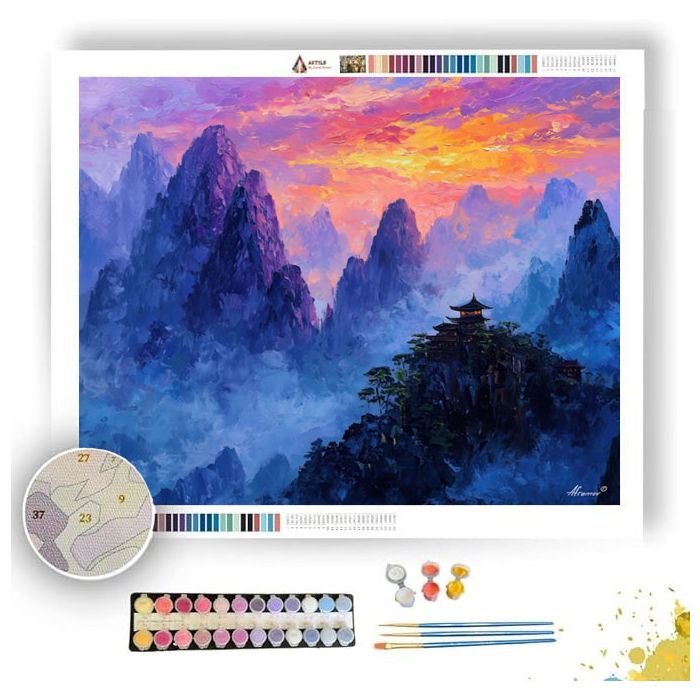 SUNSET OVER THE PAGODA HILL - Paint by Numbers Full Kit