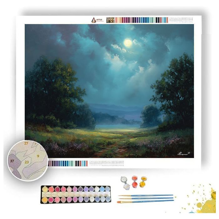 MOON ABOVE THE MEADOW - Paint by Numbers Full Kit