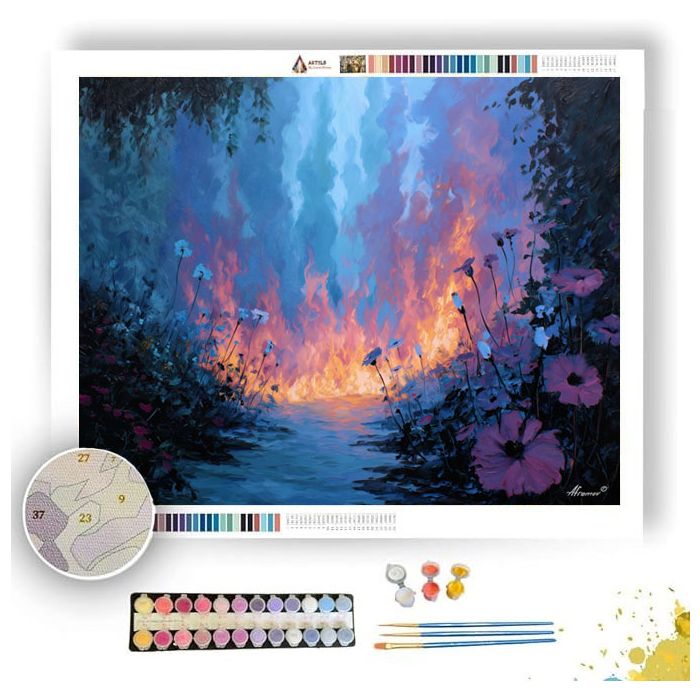GARDEN OF BLUE FIRE - Paint by Numbers Full Kit