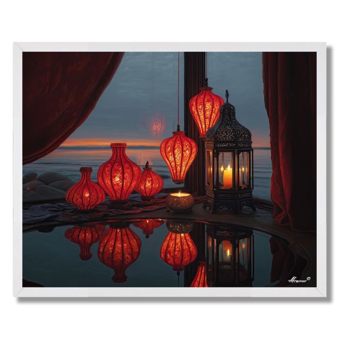 CRIMSON LANTERNS - FRAMED