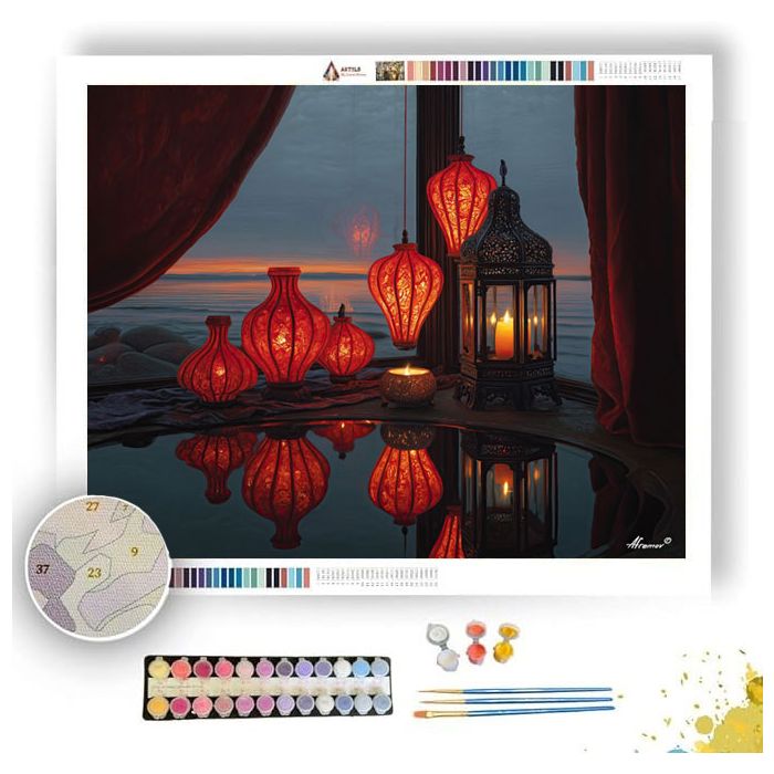 CRIMSON LANTERNS - Paint by Numbers Full Kit