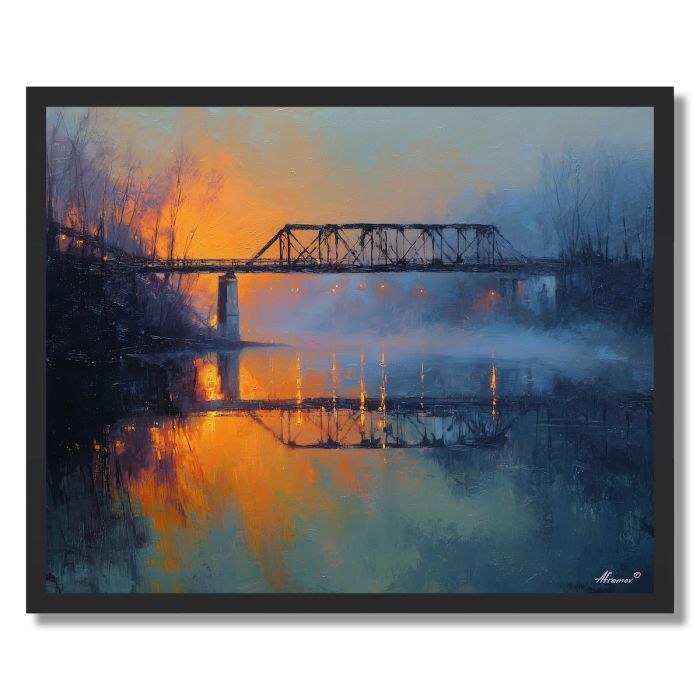 BRIDGE AT DAWN - FRAMED