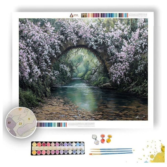 BRIDGE OF BLOSSOMS - Paint by Numbers Full Kit