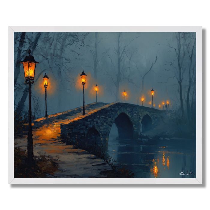 STONE BRIDGE AT NIGHT - FRAMED