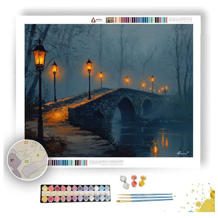 STONE BRIDGE AT NIGHT - Paint by Numbers Full Kit