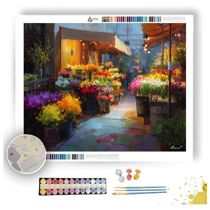 FLOWER MARKET MORNING - Paint by Numbers Full Kit