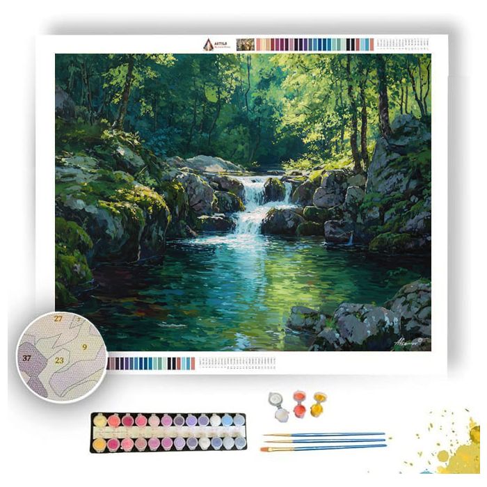 FOREST WATERFALL - Paint by Numbers Full Kit