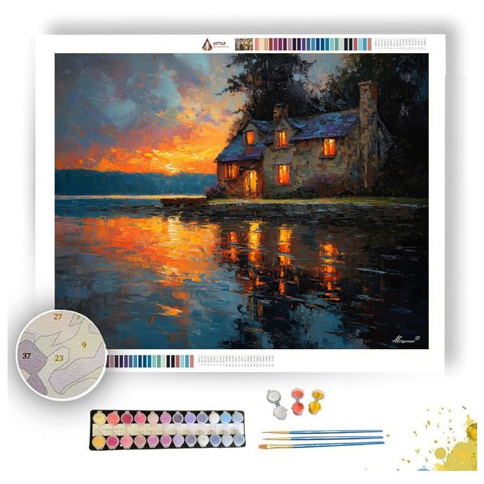 COTTAGE BY THE LAKE - Paint by Numbers Full Kit