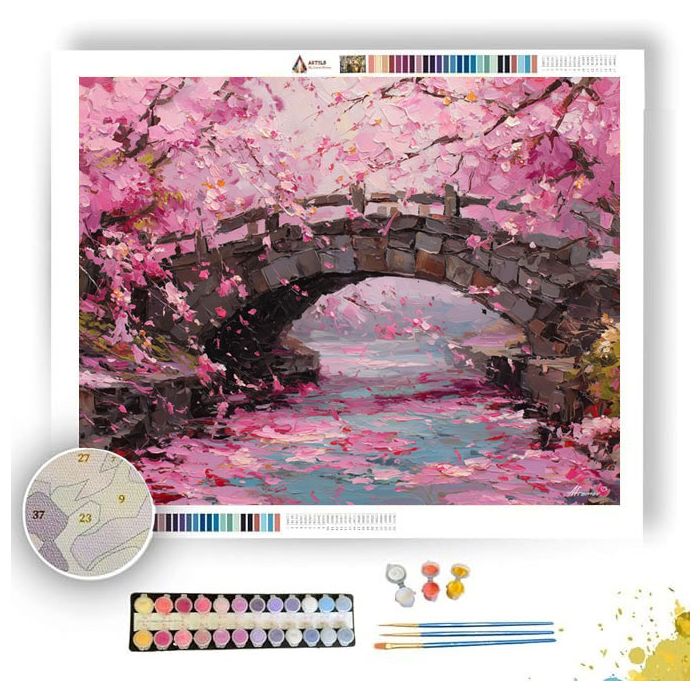 BRIDGE UNDER BLOSSOMS - Paint by Numbers Full Kit