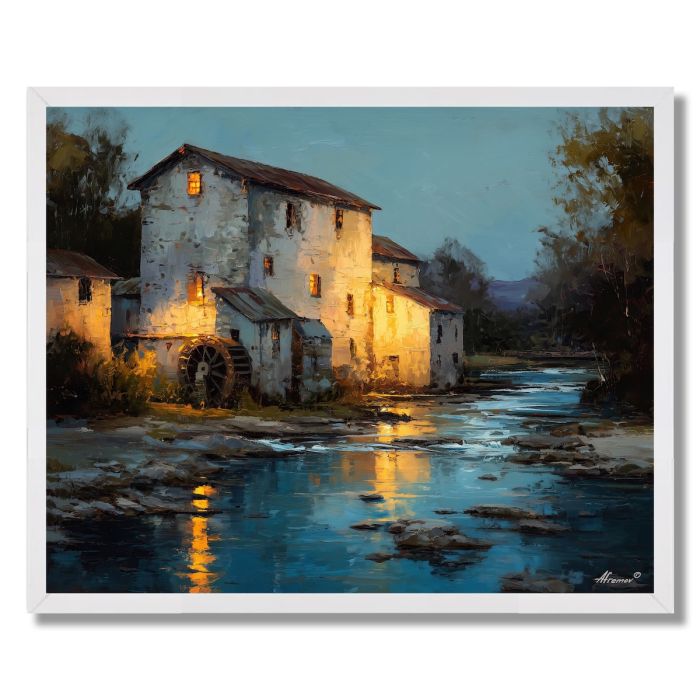 RIVER MILL EVENING - FRAMED