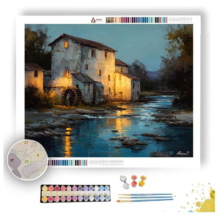 RIVER MILL EVENING - Paint by Numbers Full Kit