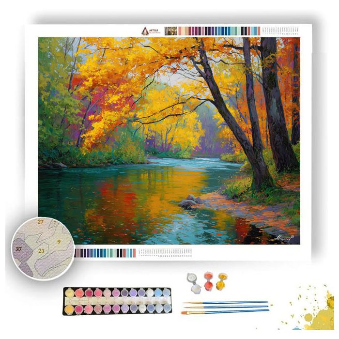 AUTUMN RIVER TURN - Paint by Numbers Full Kit