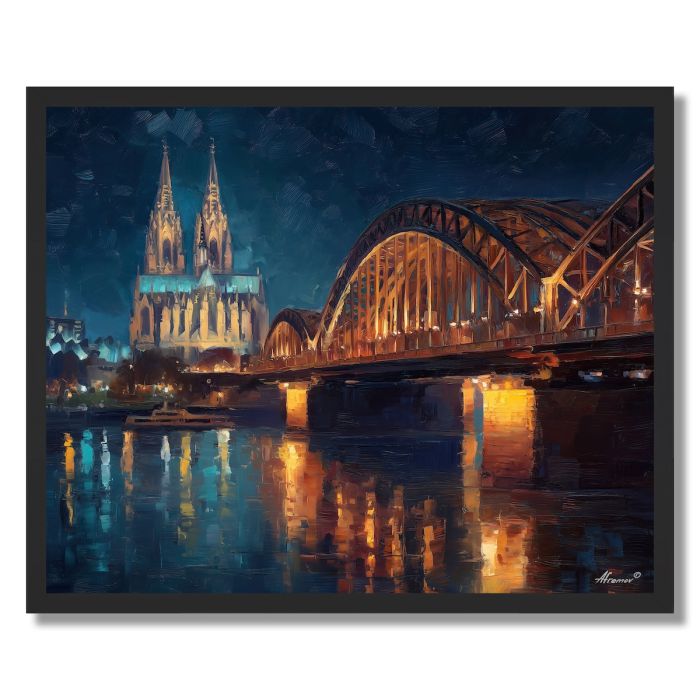 COLOGNE BRIDGE NIGHT - FRAMED