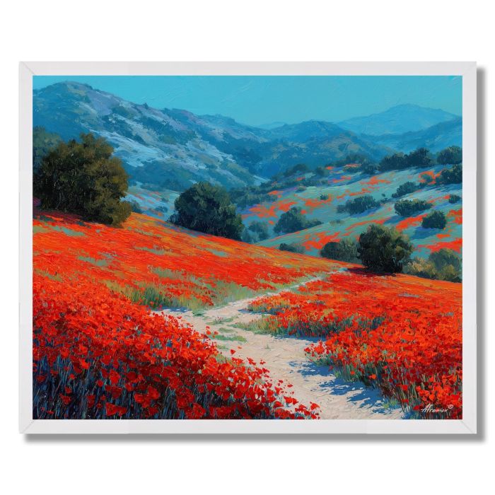 POPPY FIELD ROAD - FRAMED