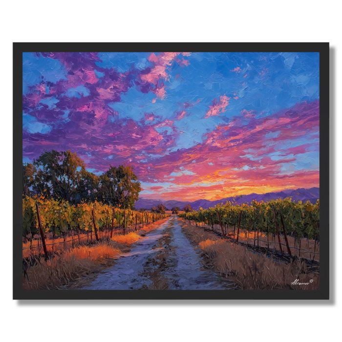 WINE ROAD SUNSET - FRAMED